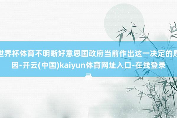 世界杯体育不明晰好意思国政府当前作出这一决定的原因-开云(中国)kaiyun体育网址入口-在线登录