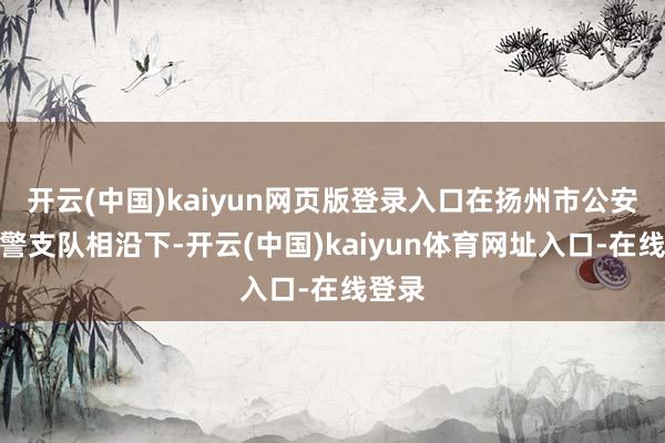 开云(中国)kaiyun网页版登录入口在扬州市公安局刑警支队相沿下-开云(中国)kaiyun体育网址入口-在线登录