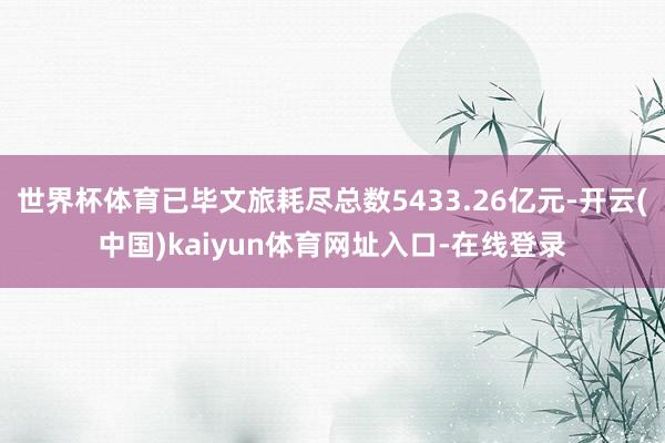 世界杯体育已毕文旅耗尽总数5433.26亿元-开云(中国)kaiyun体育网址入口-在线登录