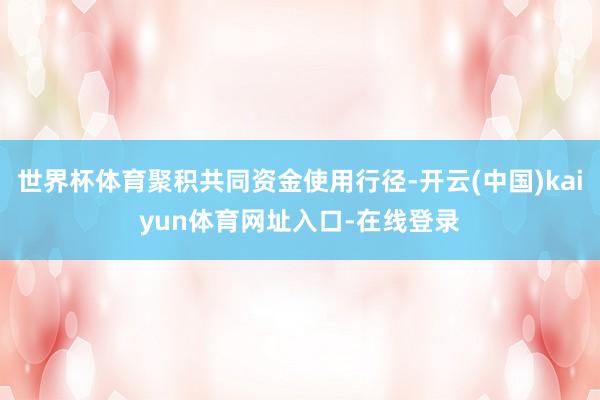 世界杯体育聚积共同资金使用行径-开云(中国)kaiyun体育网址入口-在线登录