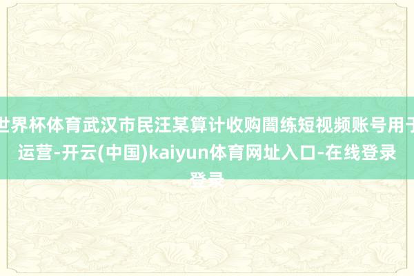 世界杯体育武汉市民汪某算计收购闇练短视频账号用于运营-开云(中国)kaiyun体育网址入口-在线登录