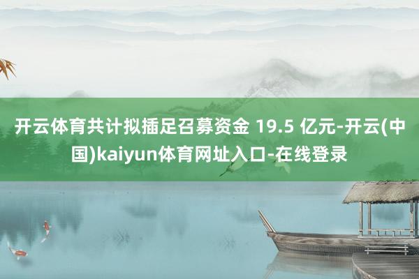 开云体育共计拟插足召募资金 19.5 亿元-开云(中国)kaiyun体育网址入口-在线登录