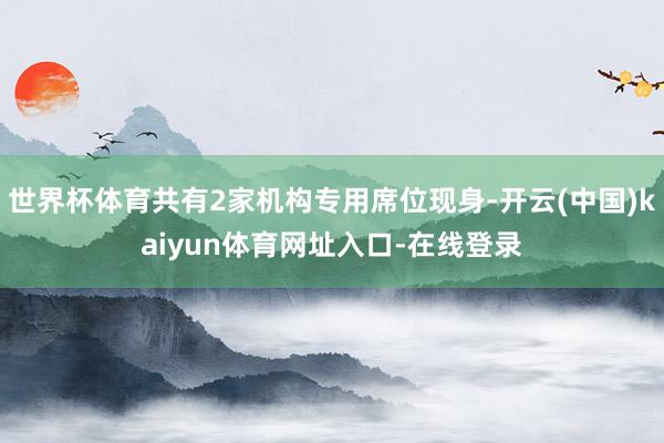 世界杯体育共有2家机构专用席位现身-开云(中国)kaiyun体育网址入口-在线登录